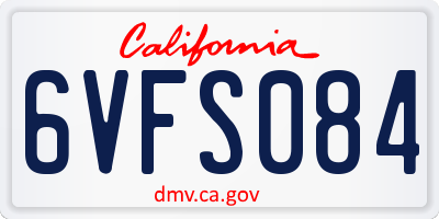 CA license plate 6VFS084