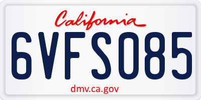 CA license plate 6VFS085