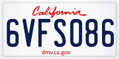 CA license plate 6VFS086