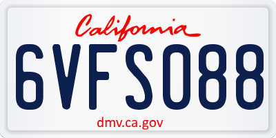 CA license plate 6VFS088