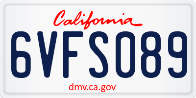 CA license plate 6VFS089
