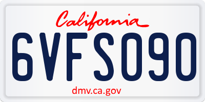 CA license plate 6VFS090