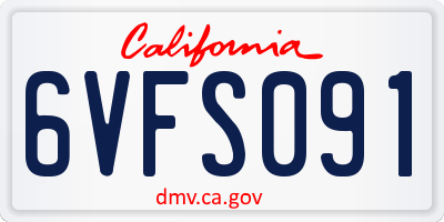 CA license plate 6VFS091