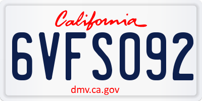 CA license plate 6VFS092