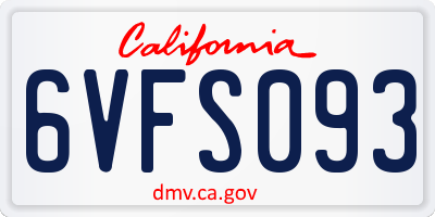 CA license plate 6VFS093