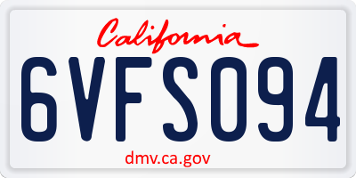 CA license plate 6VFS094
