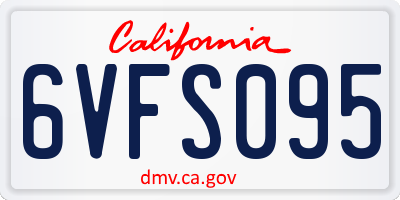 CA license plate 6VFS095