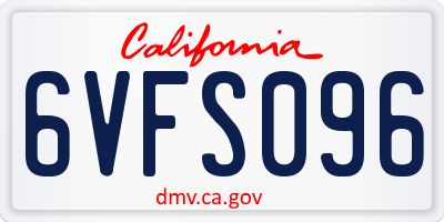 CA license plate 6VFS096