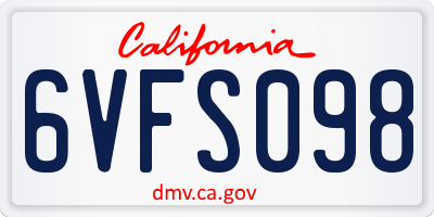 CA license plate 6VFS098