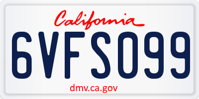 CA license plate 6VFS099