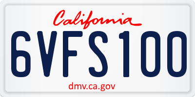 CA license plate 6VFS100