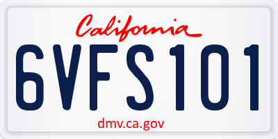CA license plate 6VFS101