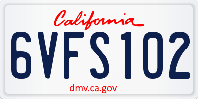 CA license plate 6VFS102