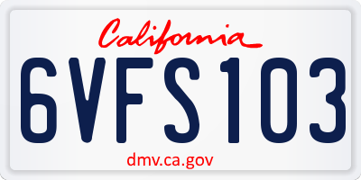 CA license plate 6VFS103