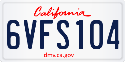 CA license plate 6VFS104