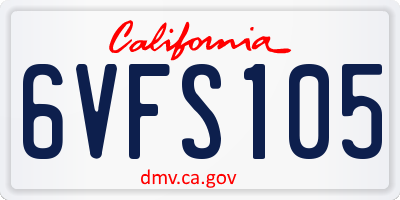 CA license plate 6VFS105