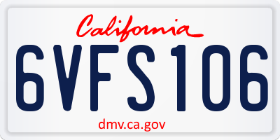 CA license plate 6VFS106