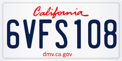CA license plate 6VFS108