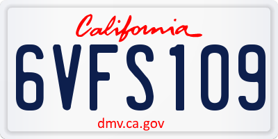 CA license plate 6VFS109