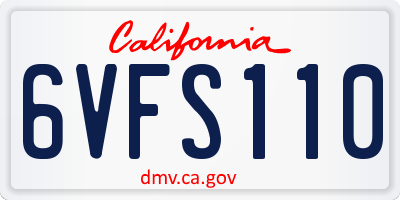CA license plate 6VFS110
