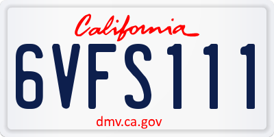 CA license plate 6VFS111