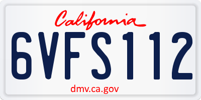 CA license plate 6VFS112