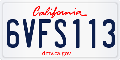 CA license plate 6VFS113