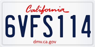 CA license plate 6VFS114