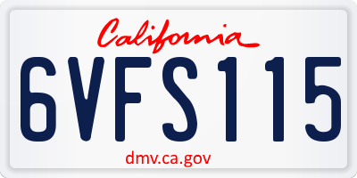 CA license plate 6VFS115