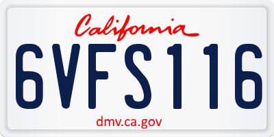 CA license plate 6VFS116
