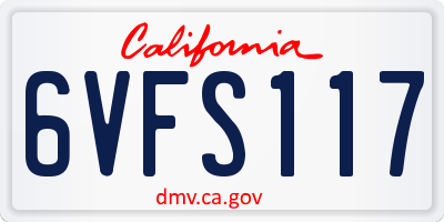CA license plate 6VFS117