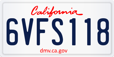 CA license plate 6VFS118