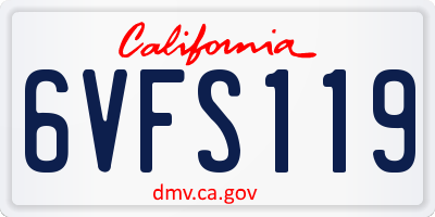 CA license plate 6VFS119