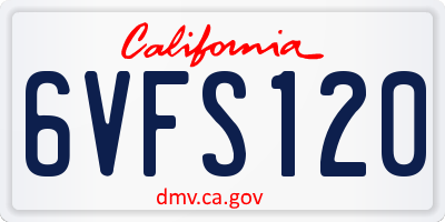 CA license plate 6VFS120