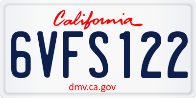 CA license plate 6VFS122