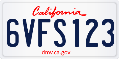 CA license plate 6VFS123