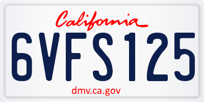 CA license plate 6VFS125