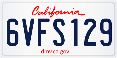 CA license plate 6VFS129