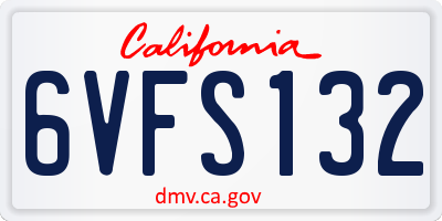 CA license plate 6VFS132