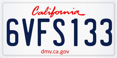 CA license plate 6VFS133