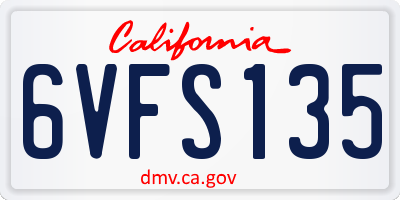 CA license plate 6VFS135