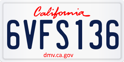 CA license plate 6VFS136
