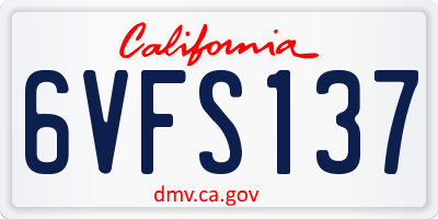CA license plate 6VFS137