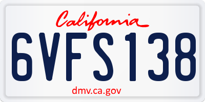 CA license plate 6VFS138