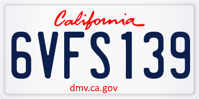 CA license plate 6VFS139