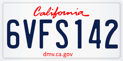 CA license plate 6VFS142
