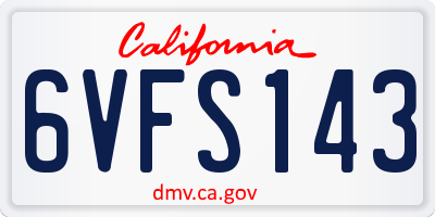 CA license plate 6VFS143