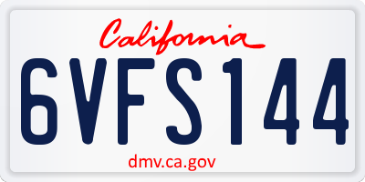 CA license plate 6VFS144