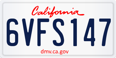 CA license plate 6VFS147
