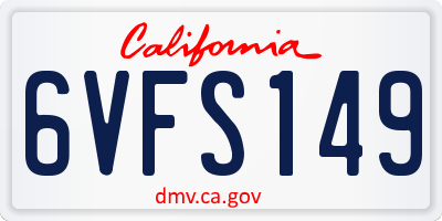 CA license plate 6VFS149
